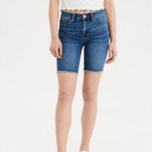 AEO Skinny Bermuda Stretch Cut Off Denim Shorts 4